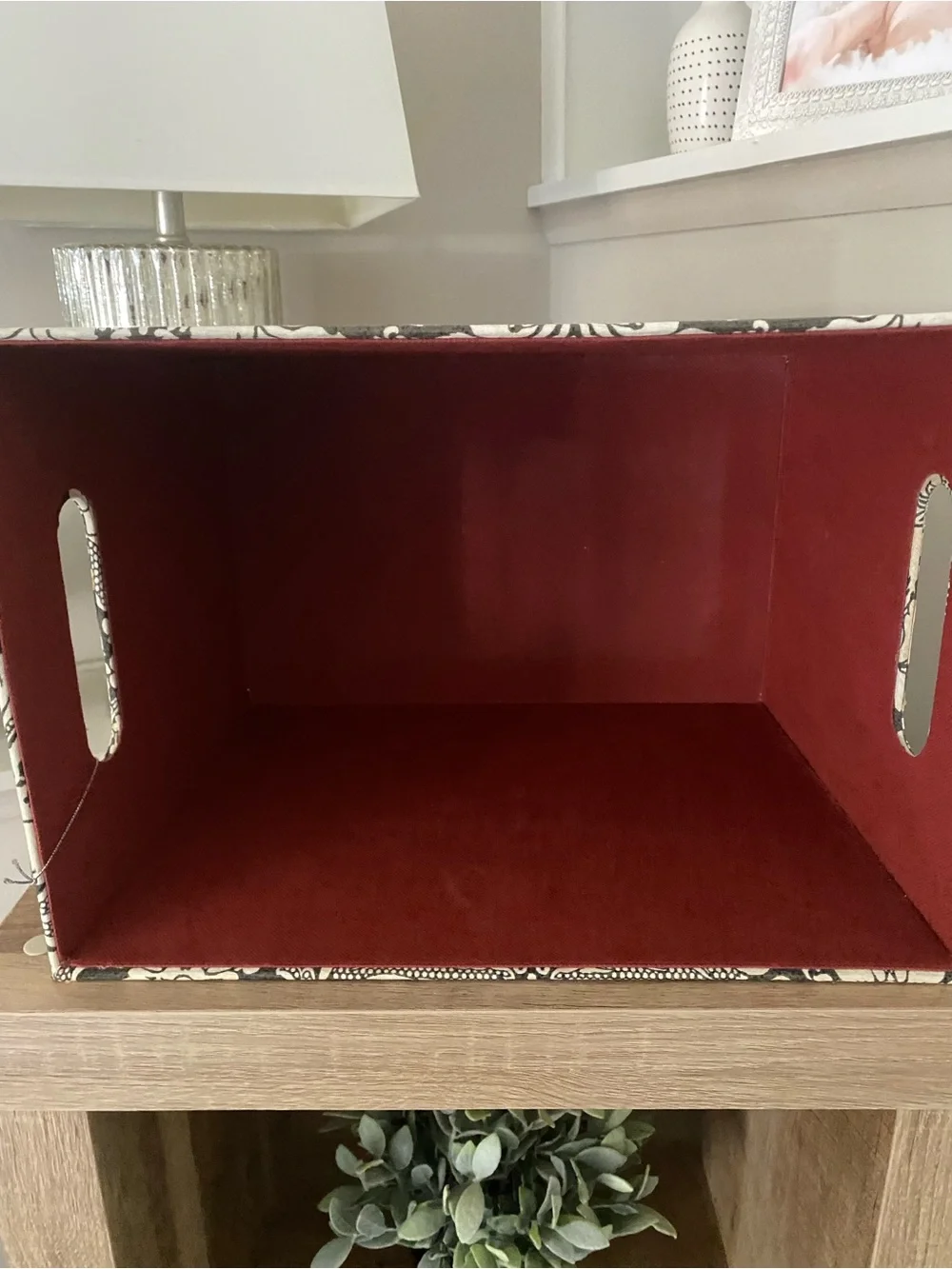 2 Decorative Dark Olive and Cream Fabric Storage Bin